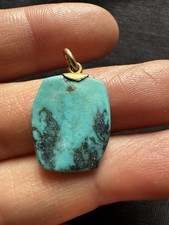 Vintage Nature Matrix Turquoise With Gold Colour Setting Pendant