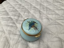 Kingfisher Bird Staffordshire Enamels 5.5cm Vintage Trinket Pill Box Vintage VGC