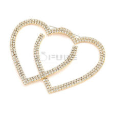Love Heart Shaped Cubic Zirconia Pave Large Hoop Earrings Women Jewelry 8CM Wide