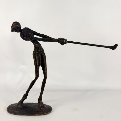 Golfer sculpture bronze - sculpture,
