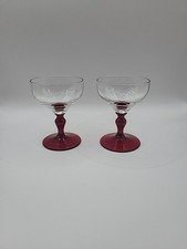 Pair Of Cranberry Stemmed