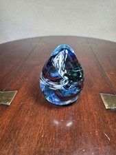 Vintage Uredale Multicoloured Egg Shaped Art Glass Paperweight 