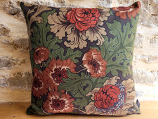 Liberty Vintage Foubert Cotton Fabric  & Olive Green Velvet Retro Cushion Cover