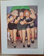 Beryl Cook mounted print - Clubbing in the Rain