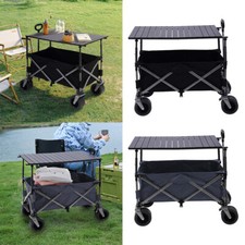 Foldable Camping Fishing Trolley Wagon Truck Pull Along Cart Adjustable Tabletop