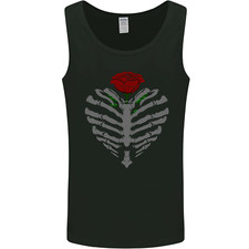 Rib Cage & Rose Gothic Heavy Metal Biker Mens Vest Tank Top