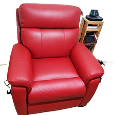 House Clearance - Leather Power Riser Recliner Chair - Dark red