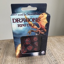 Dragons RPG Dice Set – Black & Red Polyhedral Dice – Fantasy Roleplaying D&D UK