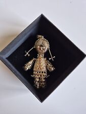 Large Vintage Rag doll Necklace Gold On Sterling Silver 