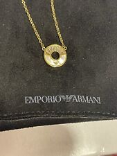 Emporio Armani. Gold-Tone Sterling Silver Mother-of-Pearl Crystal-Set Necklace 