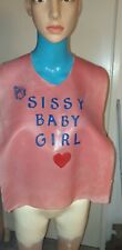 New latex rubber sissy feeding bib Adult sized large  sissy baby girl decal  