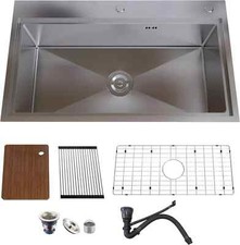 MEJE 80x46cm Drop-in Large Single Bowl 11 Gauge 304 Stainless Steel Workstation