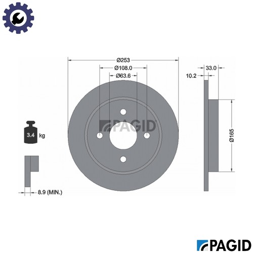 Brake disc 51008nc for - disc, ford