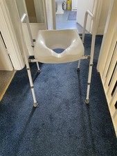 Raised Toilet Seat and Frame Adjustable For Elderly/Disabled