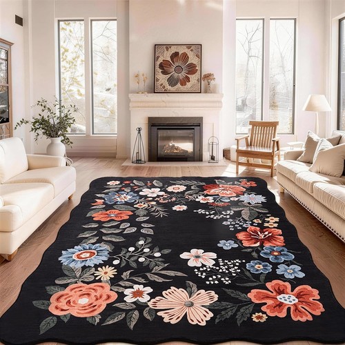 Floral living room - living, rug,