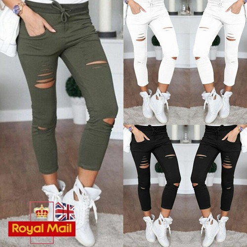 Womens ripped stretchy jeans - womens,