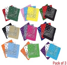 Bandana Cotton Pack Of 3 Paisley Headband Multi Colours Bands Necktie Head Scarf