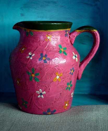 Hand painted floral terracotta - hand,