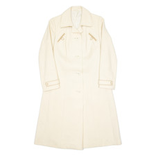 Vintage HUCKE Womens Overcoat Coat Cream Wool 90s M