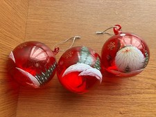 3 large red glass hand made