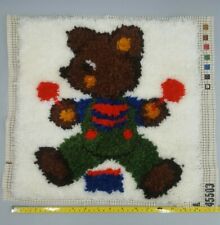 Latch Hook Shaggy Teddy Bear Drumming Completed Tapestry Handmad 39cm Preowned