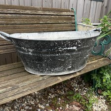 Vintage tin bath - vintage, planter