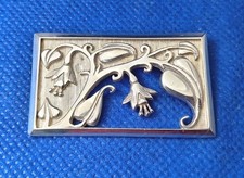 Shetland Silver Glasgow Girls Sterling Silver Rectangular Fuchsia Brooch 1999
