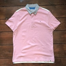 White Stuff Polo Shirt Pink White Mens Small Ripley Rugby Short Sleeved Tee