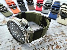 Canvas Watch Strap Band Black Buckle Leather Nylon Sailcloth Mens 20mm 22mm UK