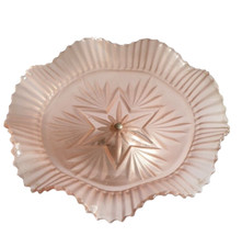 VINTAGE ART DECO PINK GLASS FRILL PEDESTAL CAKE/SANDWICH STAND