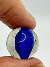 Vintage marble shooter clear blue glass toys collectable 80s 90s Y2K classic