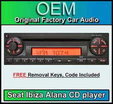 Seat Ibiza CD player radio stereo with Radio Code and removal keys SEAT ALANA