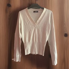 Morgan Off White Cream V-neck Pullover Jumper Autumn Winter Smart Warm Size 12?