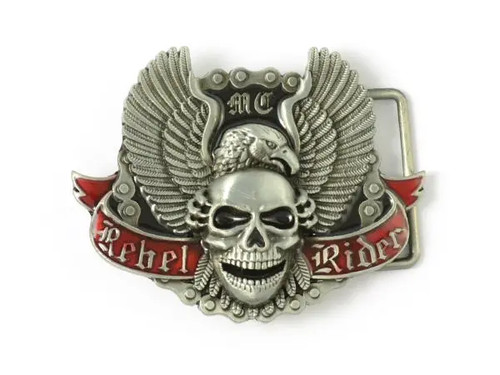 Rebel rider skull belt buckle - belt,