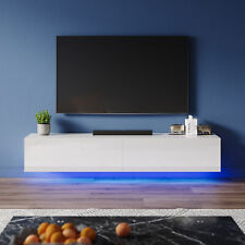 Floating TV Unit Cabinet Wall Mounted TV Stand High Gloss with LED Lights 140cm