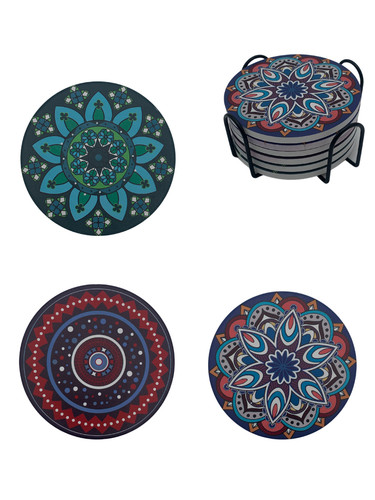 Mandala drink coasters - mandala, with