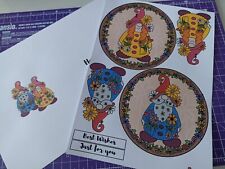 1 layered decoupage card topper and matching insert kit, Gnomes, Birthday, 