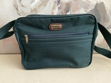 Vintage 90s Jaguar Green Travel Shoulder Bag Carry On Medium Zip Lock 33cm 