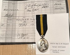 WW1 Territorial Force Efficiency Medal County Of London Yeomanry SQD QM SERGEANT