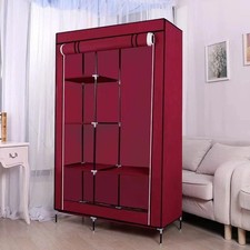 Wardrobe With Hanging Rail Shelving Clothes Storage Large Cupboard Fabric Canvas