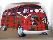 Scottish Tartan Split Screen Design Classic VW Camper Van Wall Clock.New & Boxed