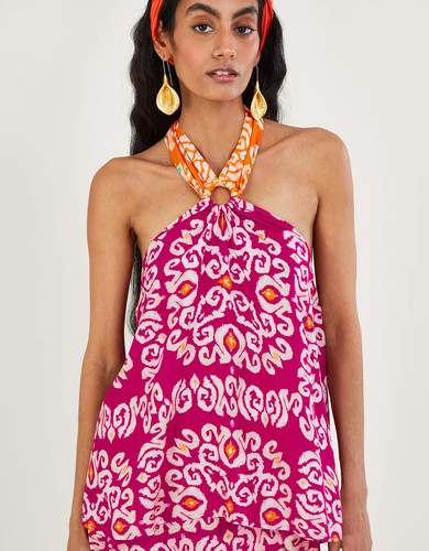 Bandhani print halter - bandhani, neck