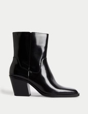 Marks & Spencer Womens Black Leather Ankle Boots - M&S