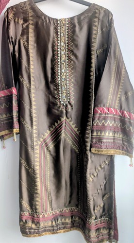 Women brown satin printed - women's,