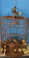 Vtg bird cage - -bird, bamboo-