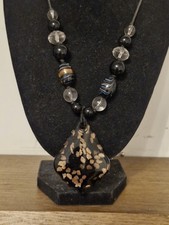 Murano Glass Pendent Necklace. Lovey Blacks And Gold