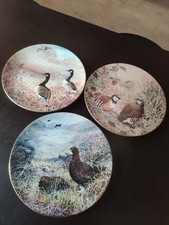 3x Beautiful Plates 1995 Game Birds of Britain Collection Wedgewood Bone China
