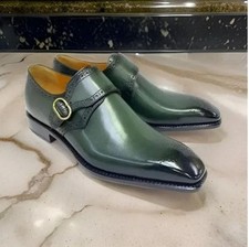 Handmade Mens Green Shoes