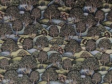 Cotton Tapestry Fabric Meadow Trees Green Curtains Upholstery Blind Material