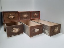 6 Vintage Retro Wooden Small Drawers Storage Archive Box Organiser Shabby Chic